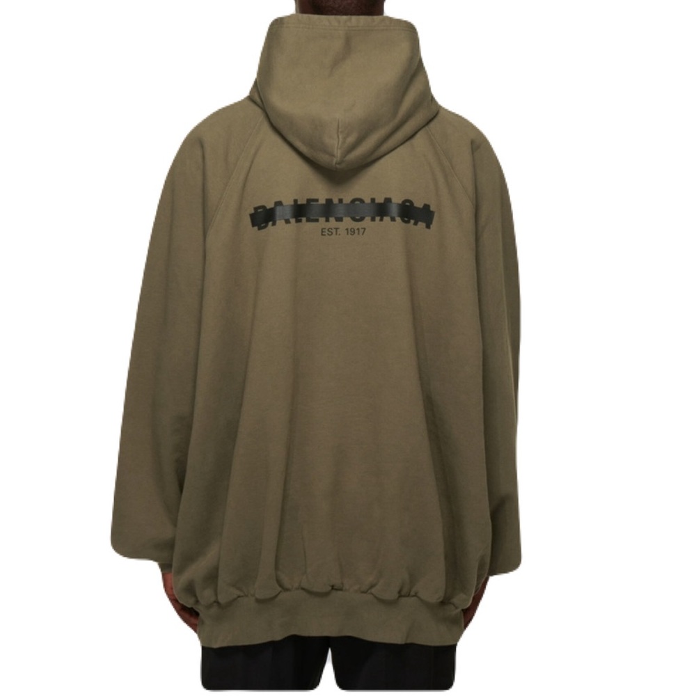 Balenciaga Taped logo-print hoodie in kakhi Green